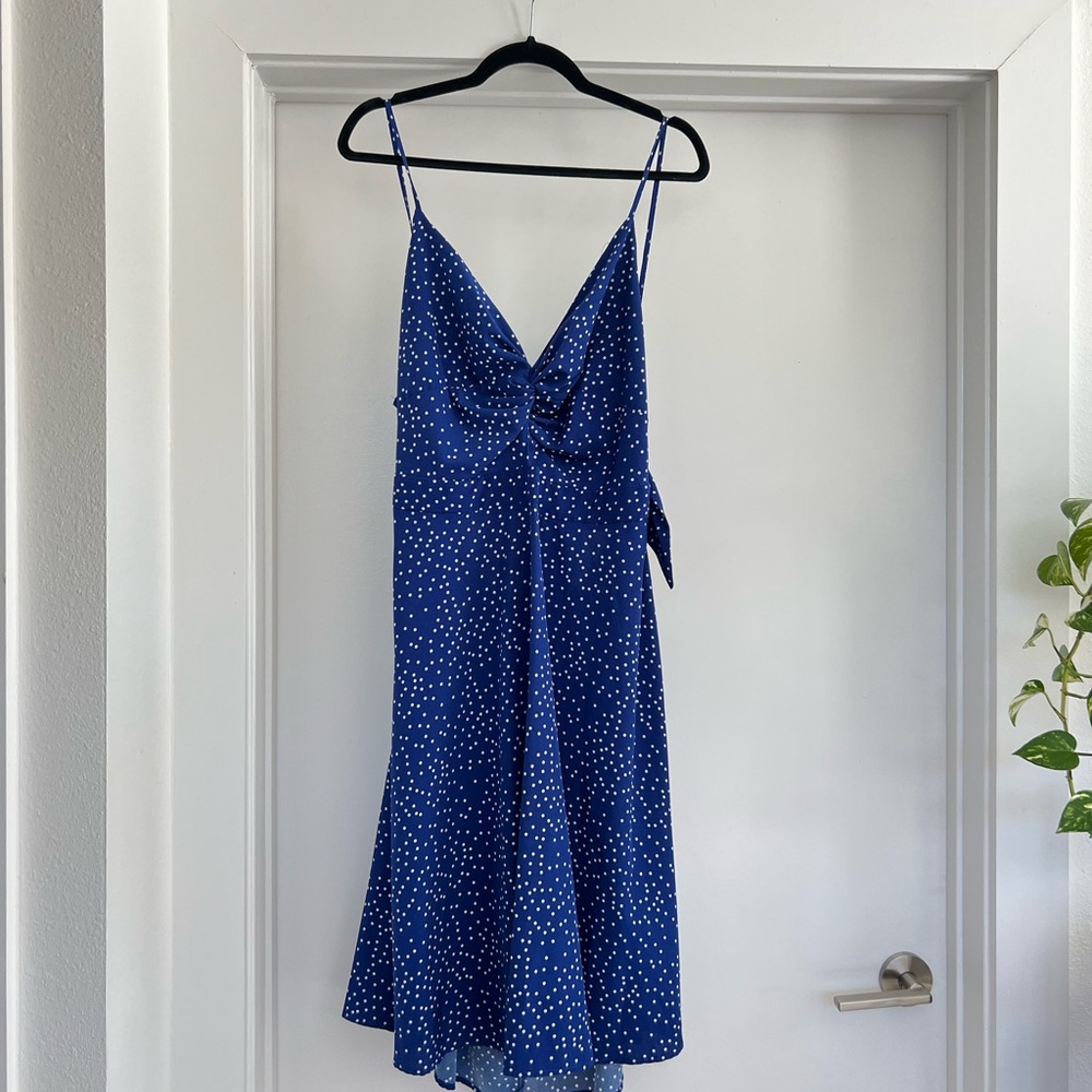Shein 2xl blue and white polka dots dress